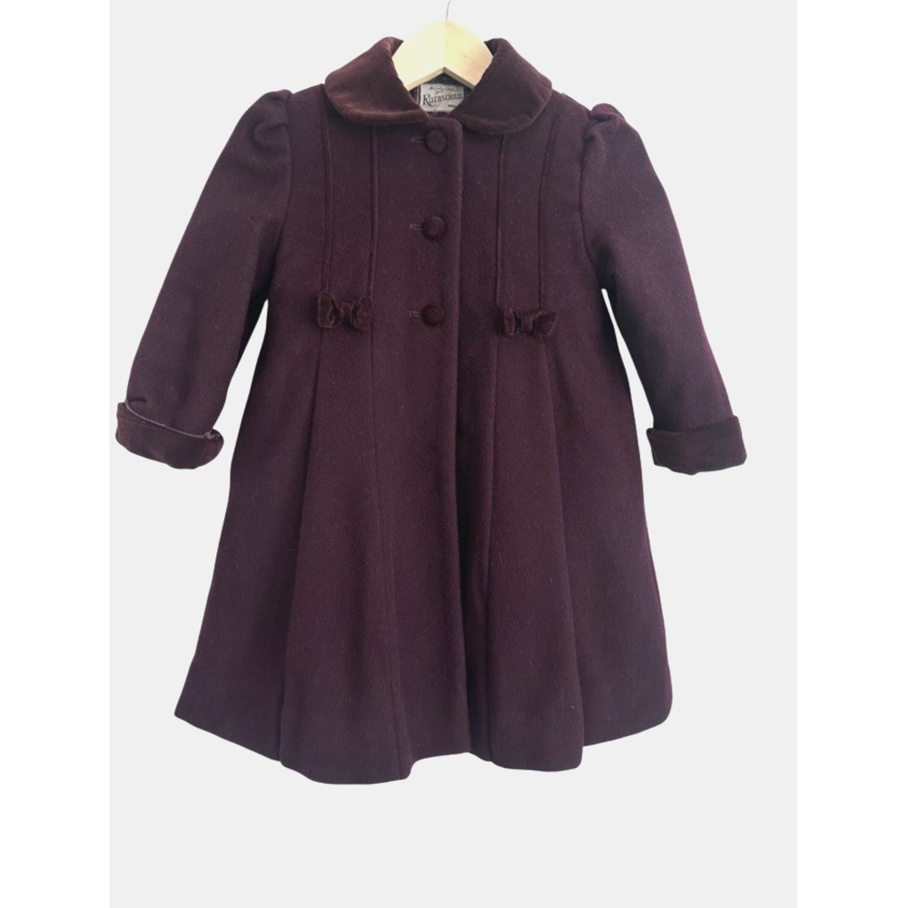 VTG Rothschild Sz: 4T Plum Wool and Velvet Dress Coat